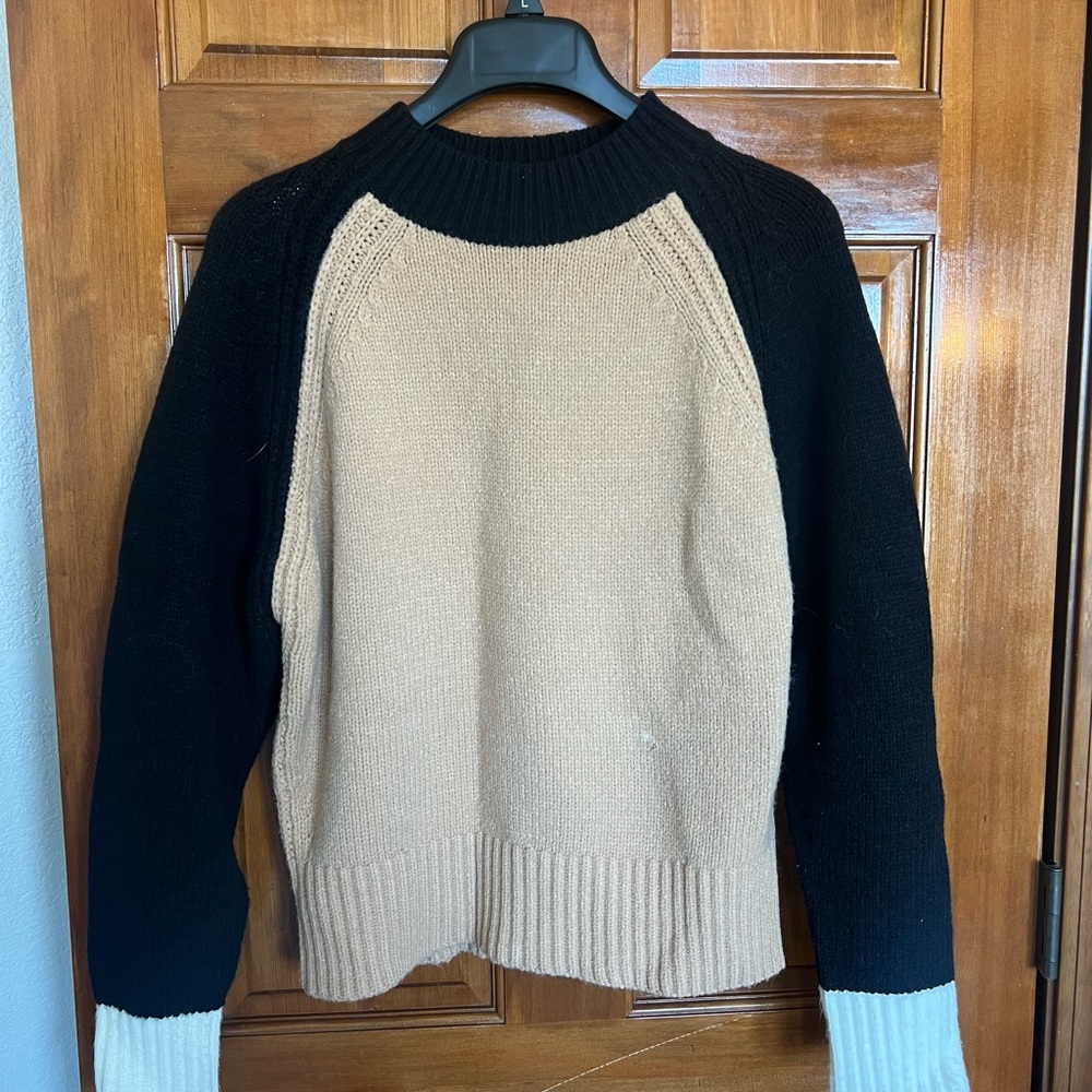 Ann Taylor Black and Tan Cowl Neck Sweater
